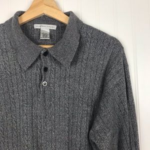 Geoffrey Bean Gray Ribbed Cable Knit Sweater